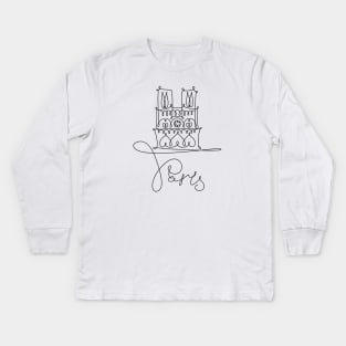 One line sketch of Notre Dame de Paris Kids Long Sleeve T-Shirt